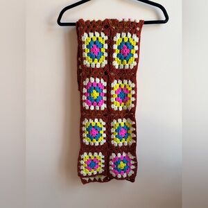 Colorful Crochet Granny Square Scarf